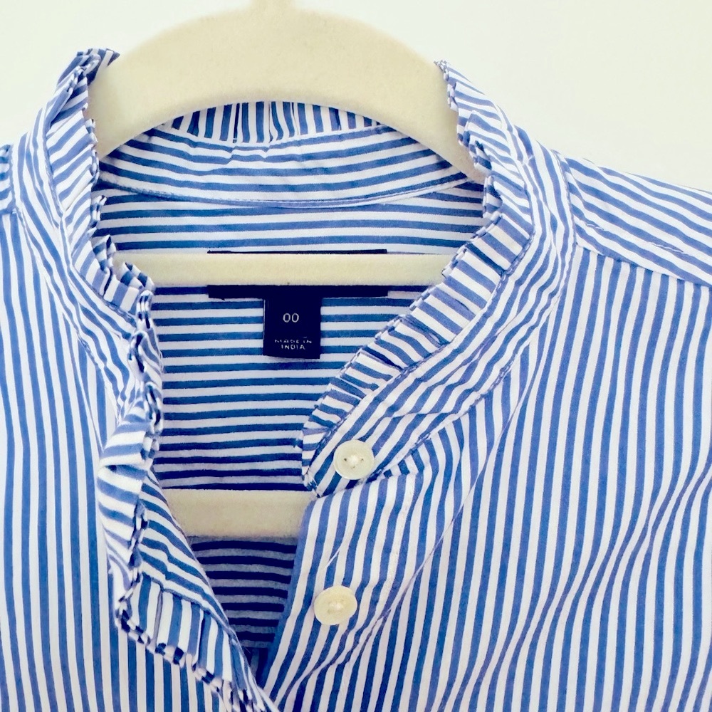 J. Crew Navy Striped Casual Button-Down Shirt - Picture 3 of 8